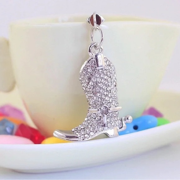 Trendy boutique Accessories - Cowgirl Boot Sparkly Alloy Bag Charm or Key Chain